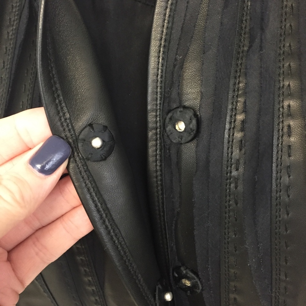 ELIE TAHARI Black Leather Blazer, Size Large - Picture 4 of 8